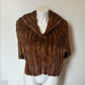 Vintage Clearfield Furs Brown Fur Shawl Stole Capelet